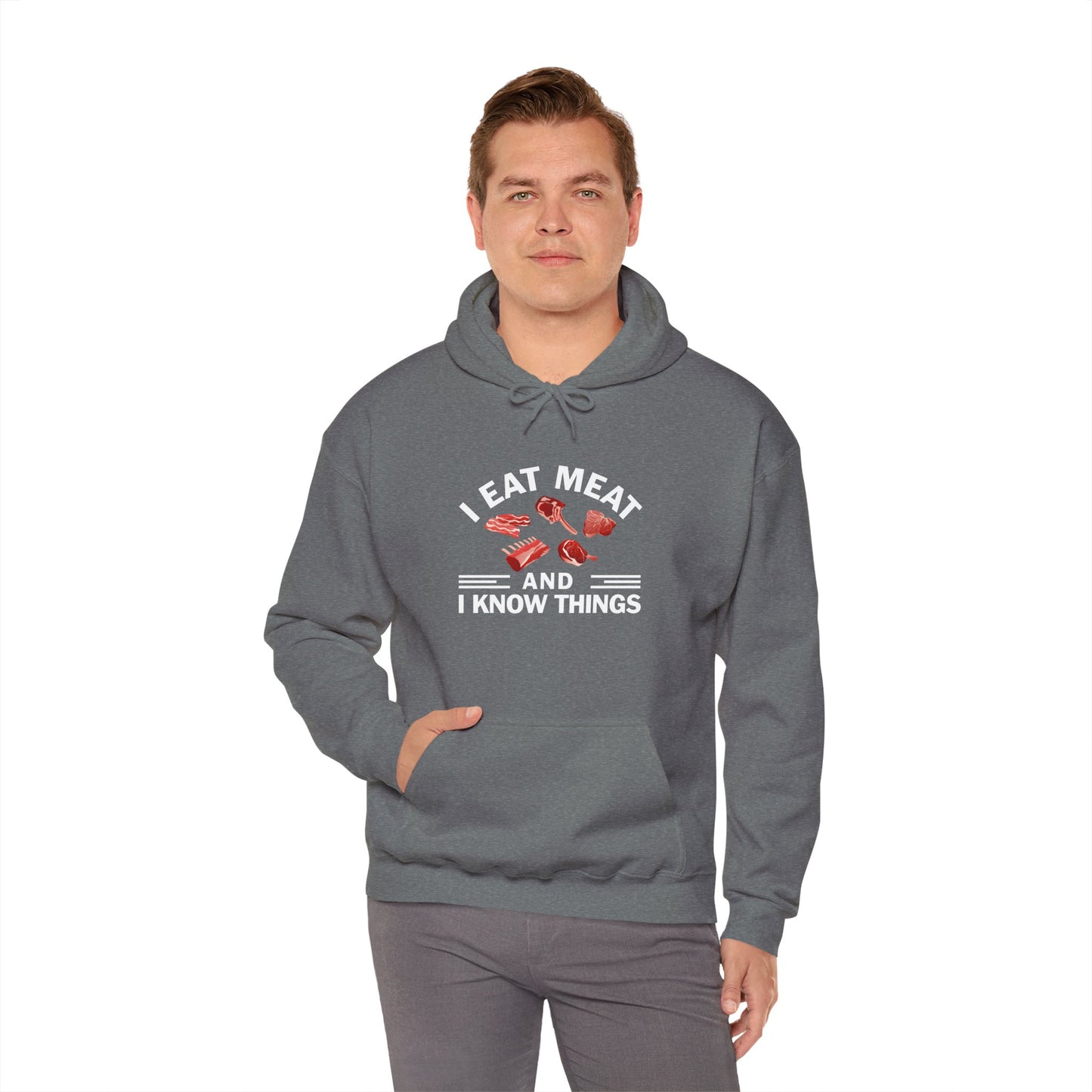 Eat Meat and Know Things with Graphic Adult Unisex Hoodie