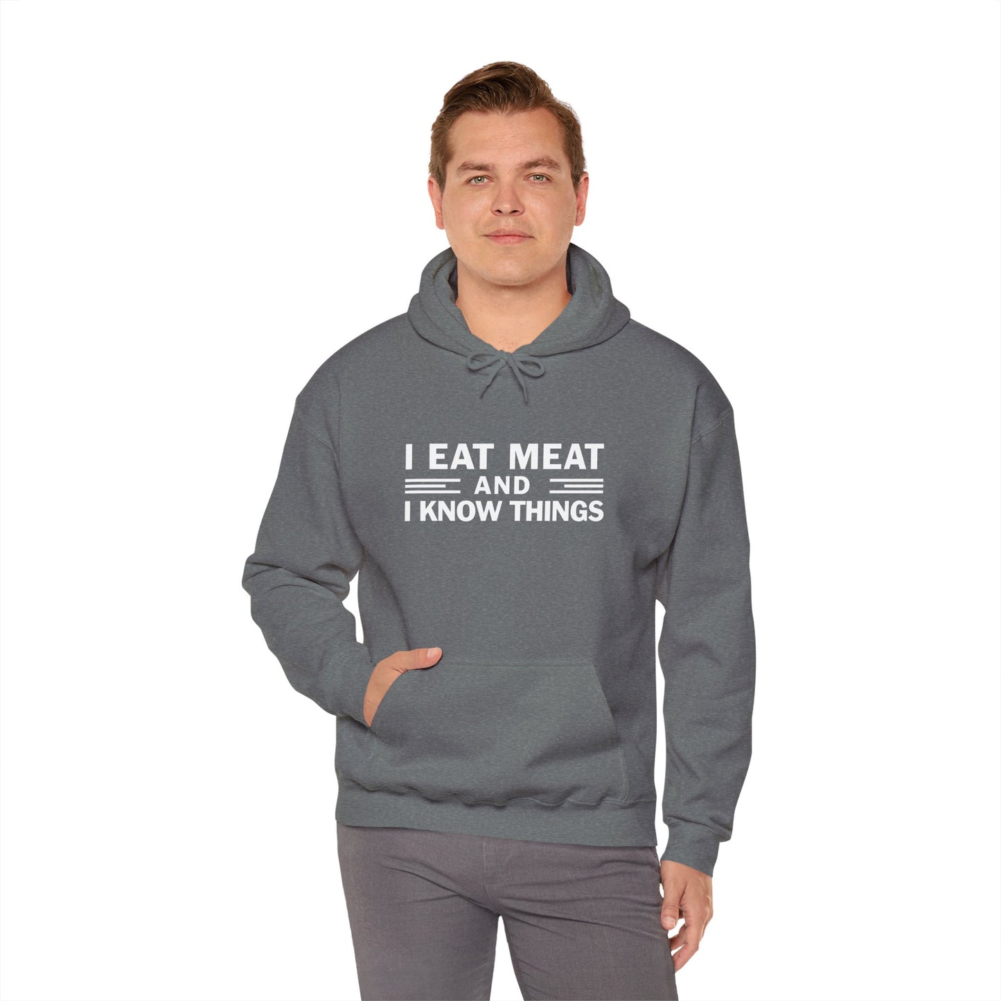 Eat Meat and Know Things Text Only Adult Unisex Hoodie