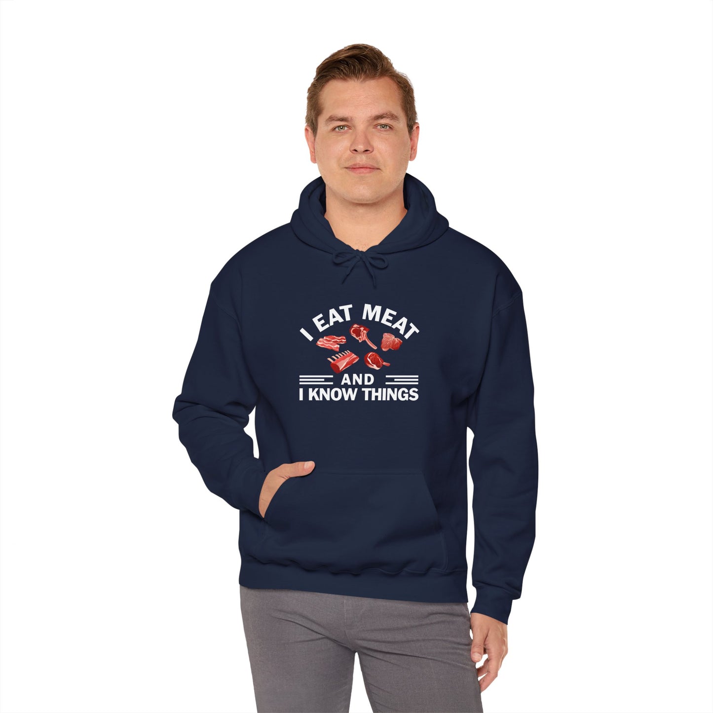 Eat Meat and Know Things with Graphic Adult Unisex Hoodie