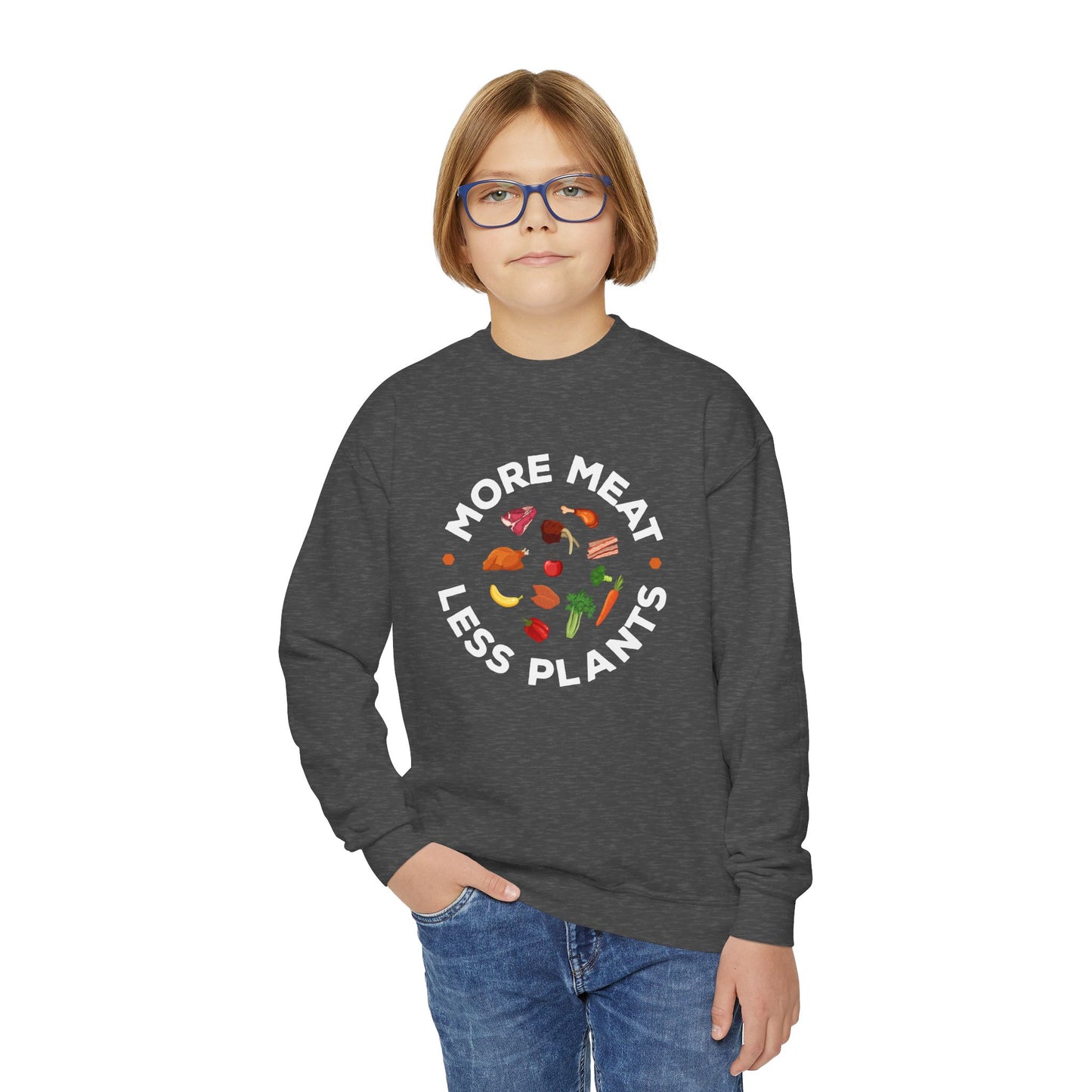 More Meat Less Plants Carnivore Youth Sweatshirt