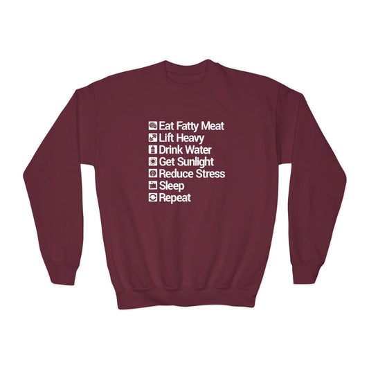 Carnivore Diet Rules for Life Youth Crewneck Sweatshirt