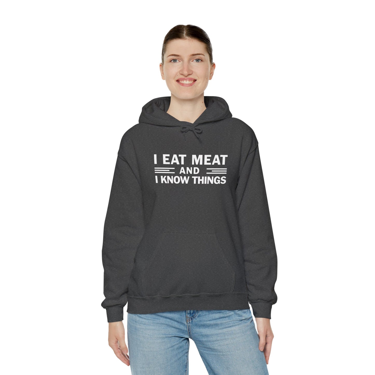 Eat Meat and Know Things Text Only Adult Unisex Hoodie