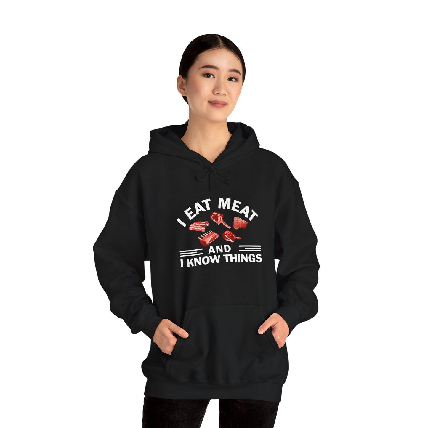 Eat Meat and Know Things with Graphic Adult Unisex Hoodie