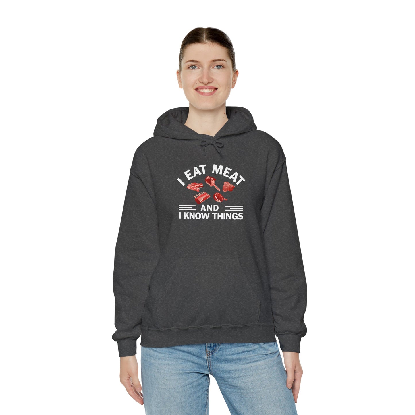 Eat Meat and Know Things with Graphic Adult Unisex Hoodie