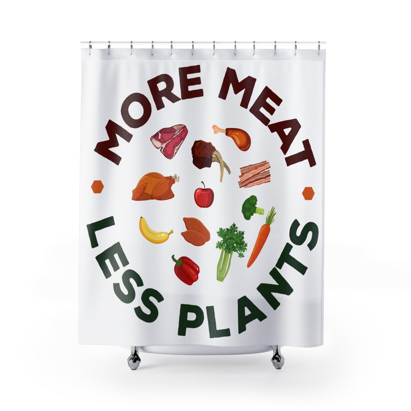 More Meat Less Plants Carnivore Diet Polyester Shower Curtain